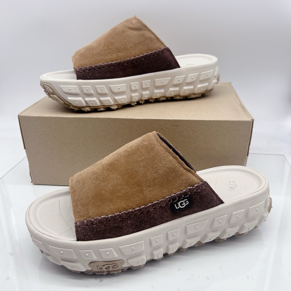 UGG Venture Daze Platform Slide Comfort Shoes Chestnut Brown Suede Mens US 12 - Picture 3 of 11